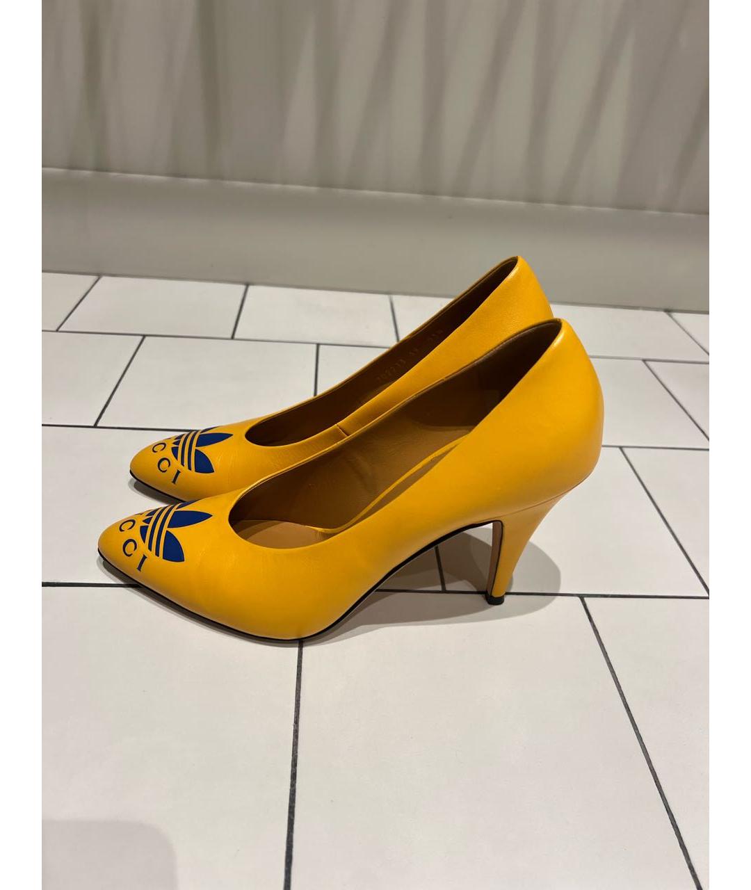 GUCCI Желтые кожаные туфли, фото 5