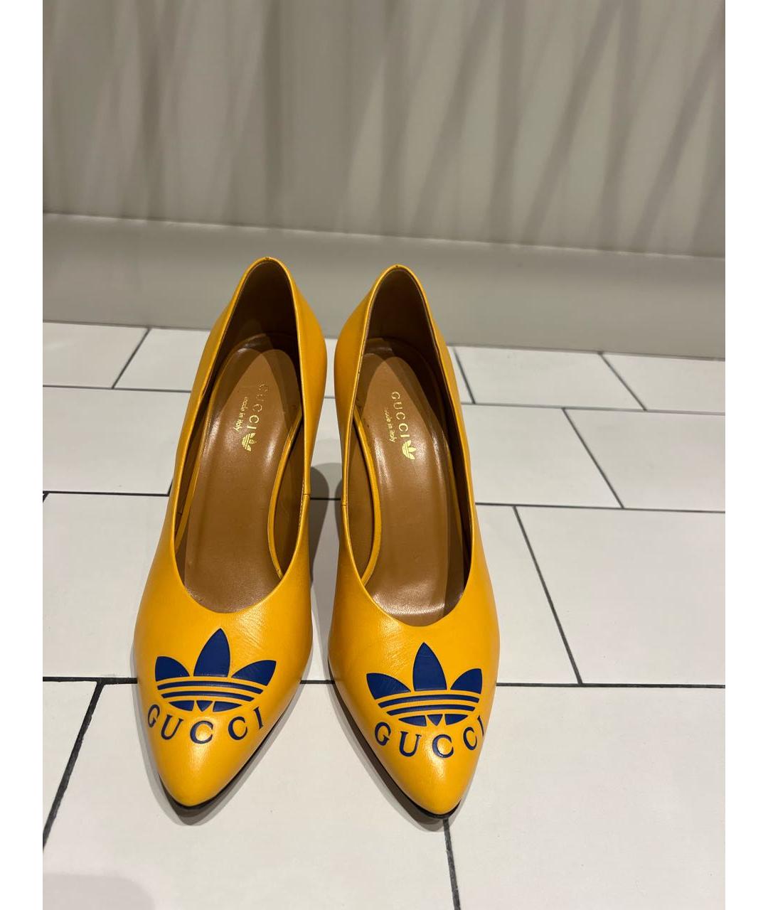GUCCI Желтые кожаные туфли, фото 2