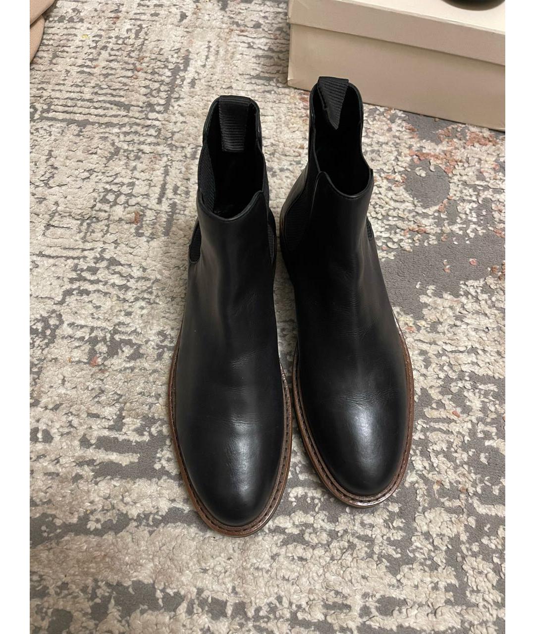 SPORTMAX Черные кожаные ботинки, фото 2
