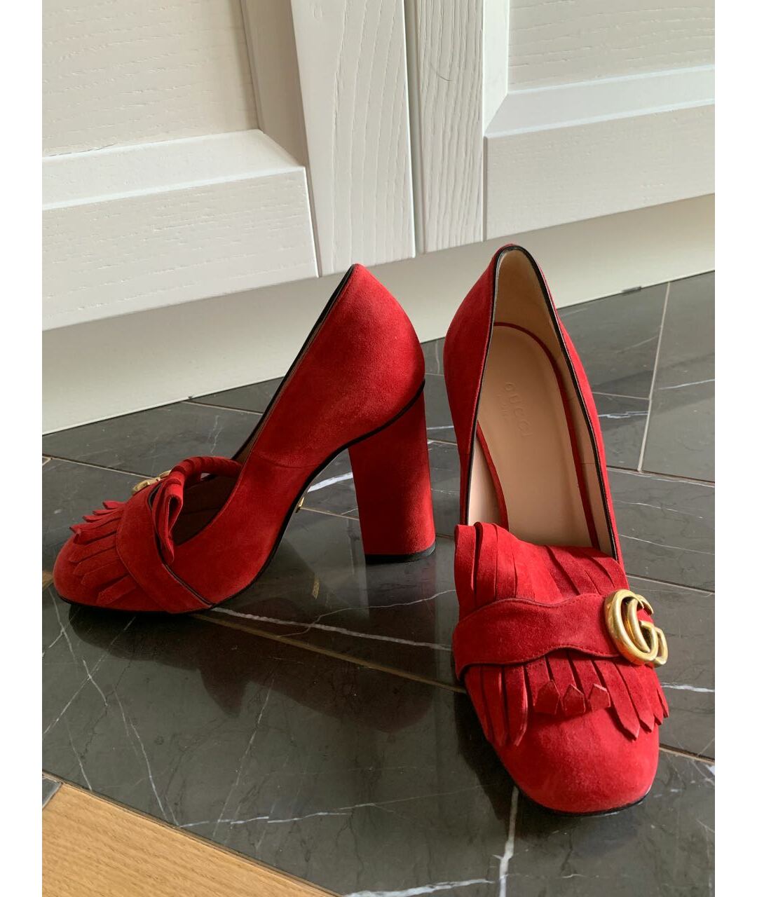 GUCCI Красные замшевые туфли, фото 2