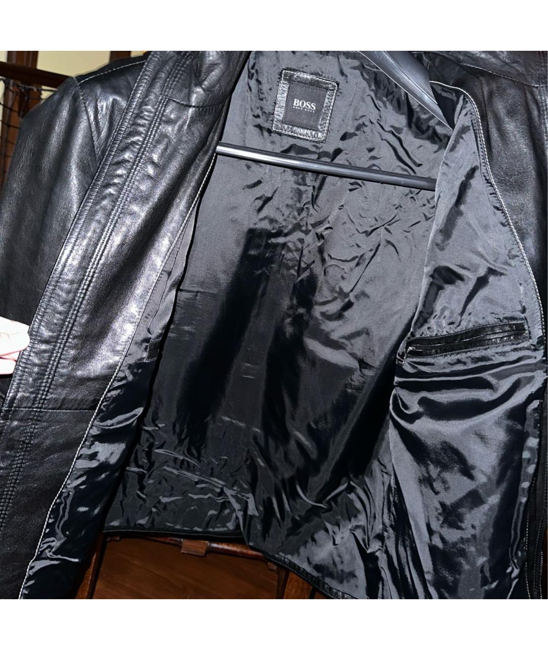 HUGO BOSS Черная кожаная куртка, фото 3