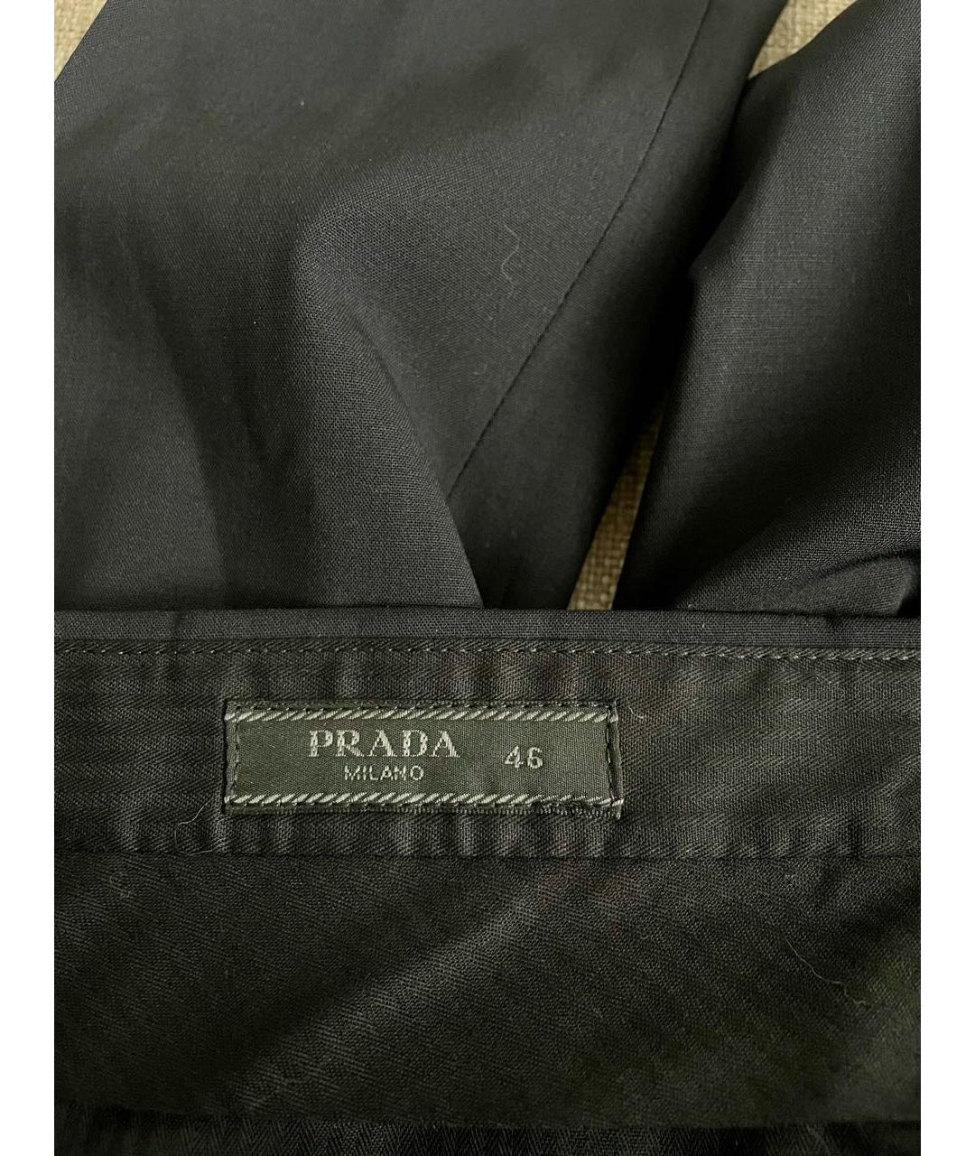 PRADA Темно-синие шерстяные классические брюки, фото 3