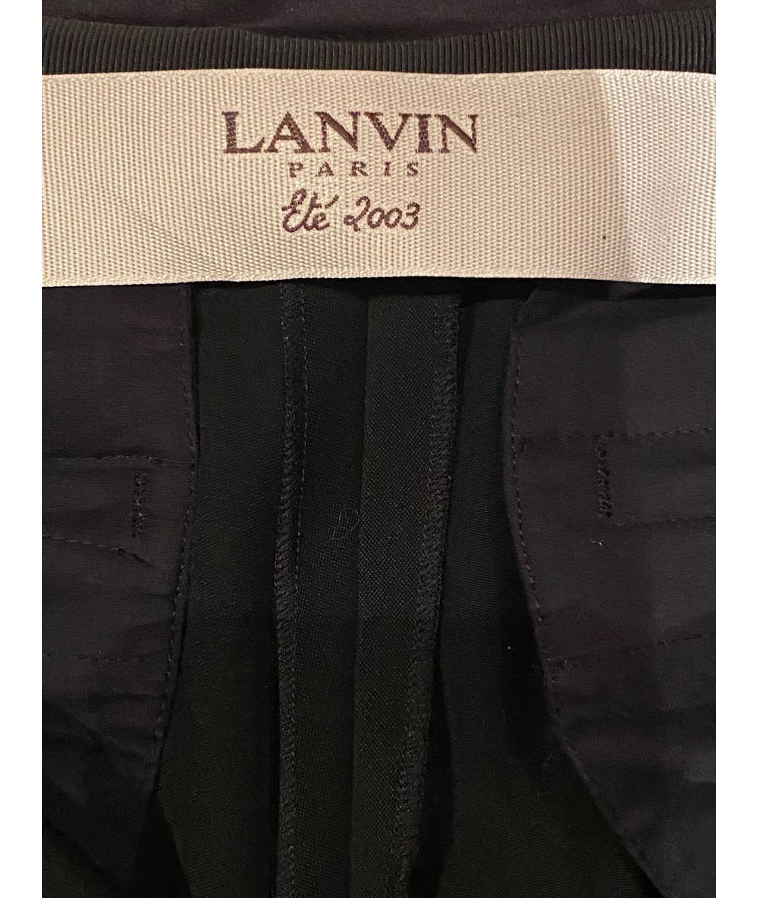 LANVIN Черные шерстяные брюки широкие, фото 5