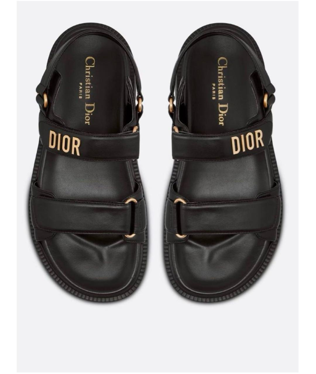 CHRISTIAN DIOR Черные кожаные сандалии, фото 2