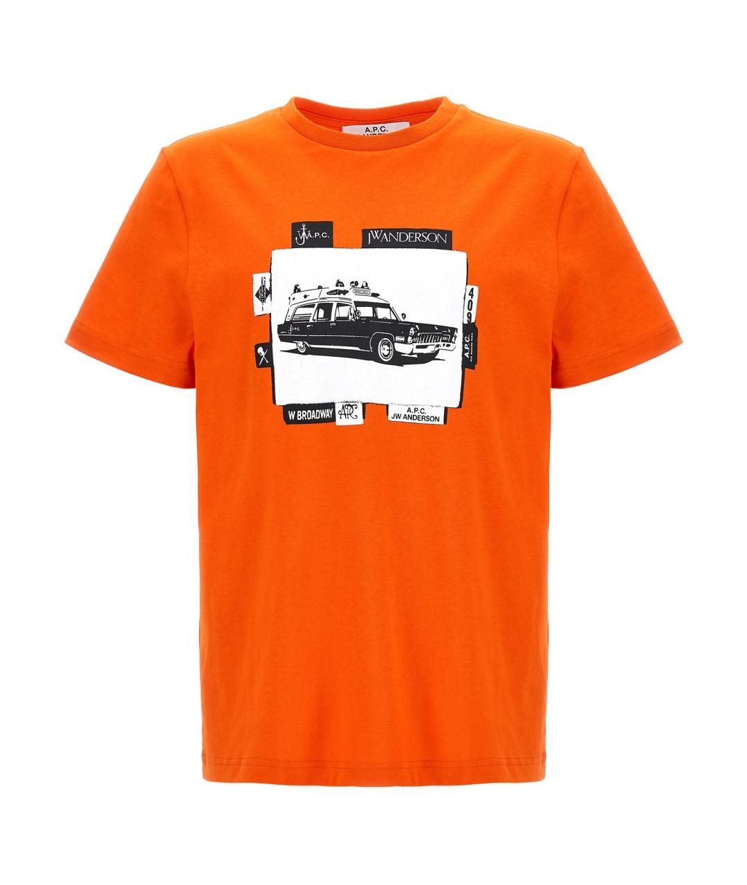A.P.C. Оранжевая хлопковая футболка, фото 1