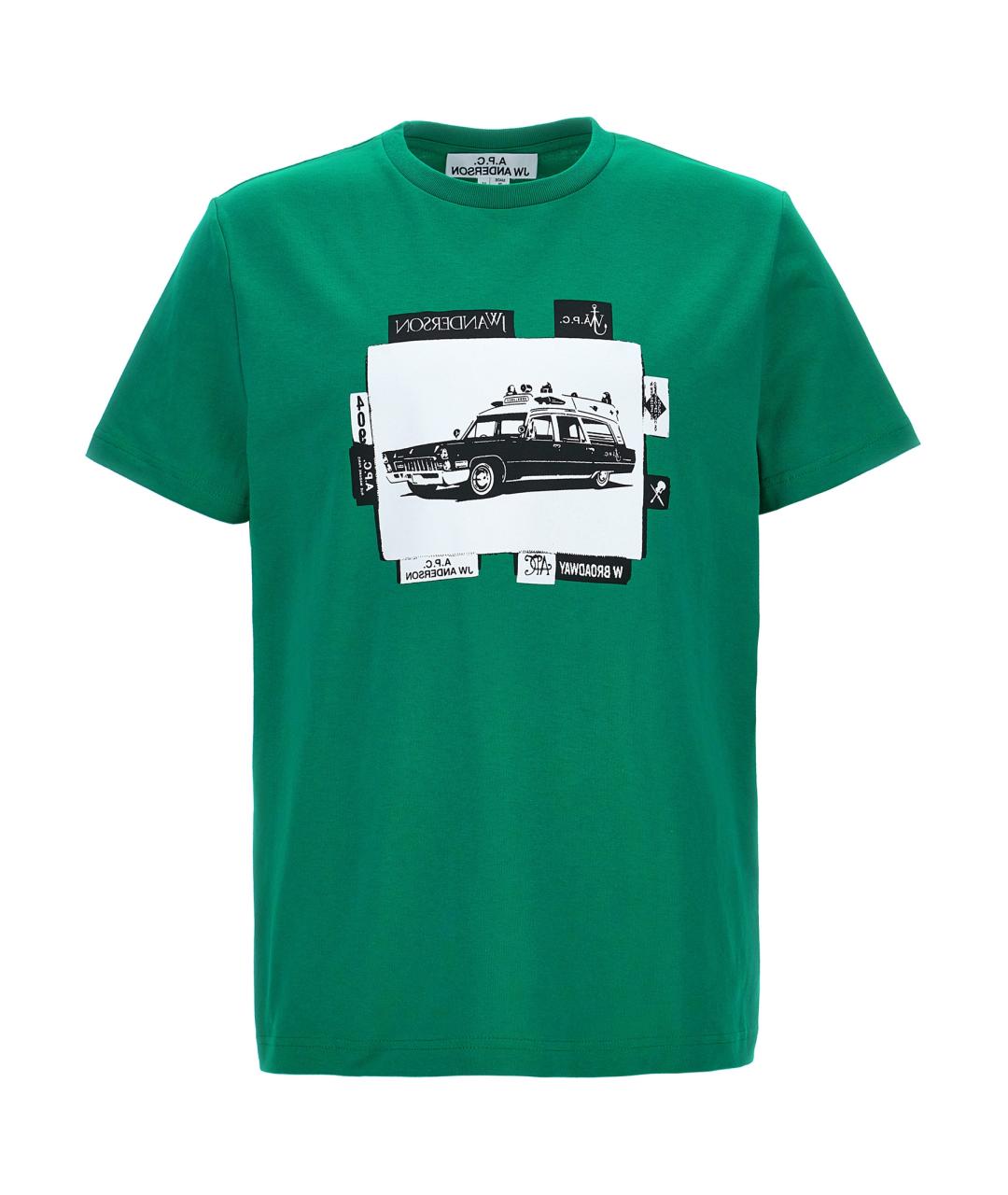 A.P.C. Зеленая хлопковая футболка, фото 1