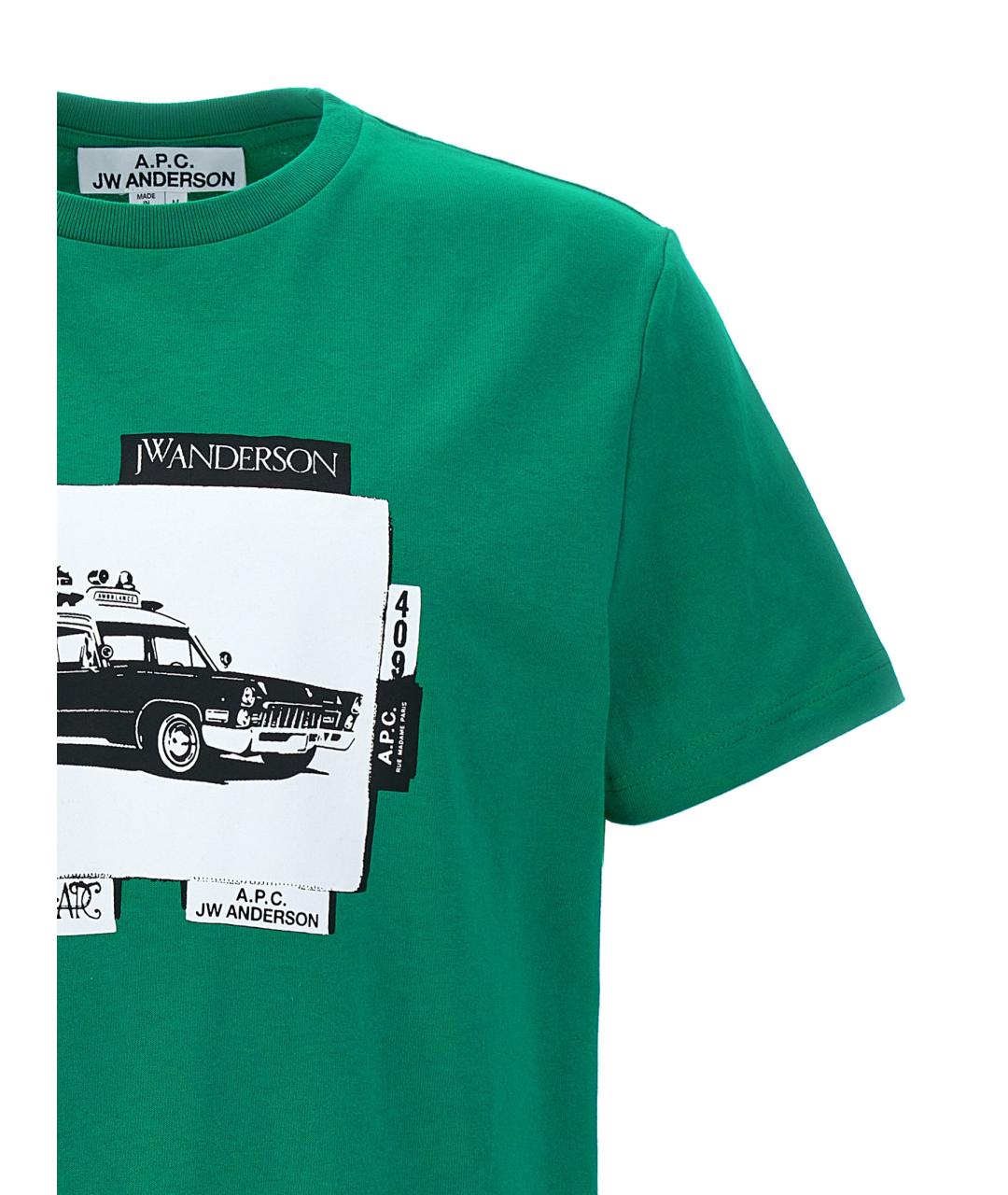 A.P.C. Зеленая хлопковая футболка, фото 3