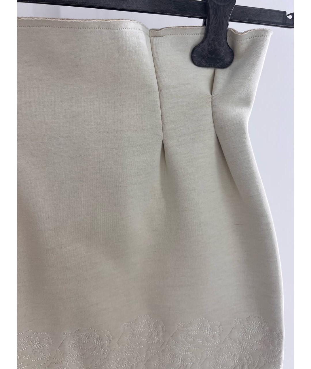 KENZO Белая хлопко-эластановая юбка миди, фото 8