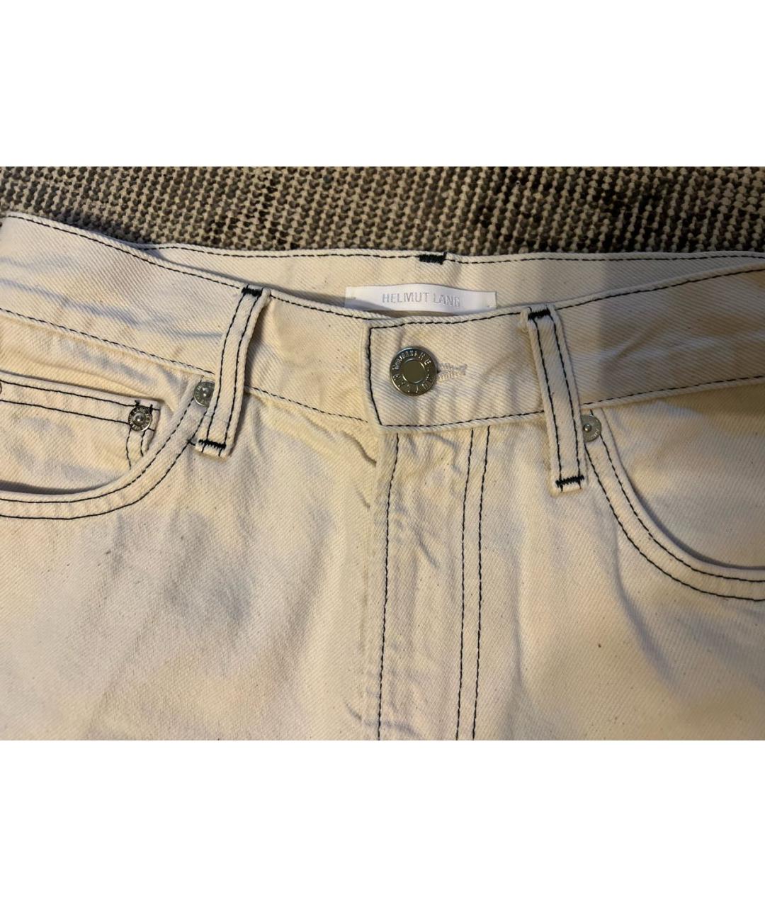 HELMUT LANG Белые хлопковые джинсы клеш, фото 4