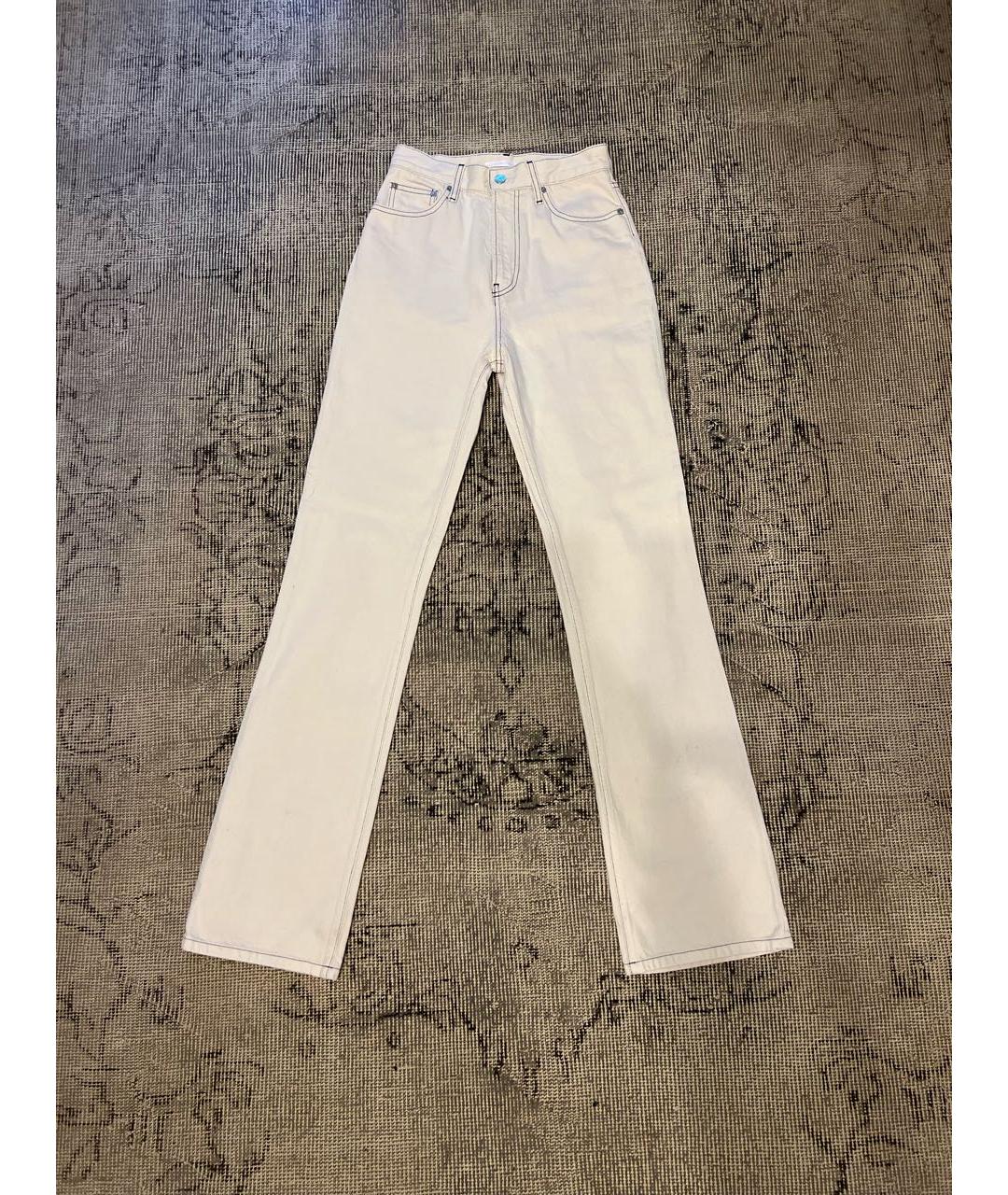 HELMUT LANG Белые хлопковые джинсы клеш, фото 7
