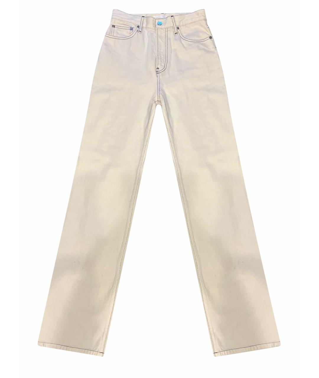 HELMUT LANG Белые хлопковые джинсы клеш, фото 1