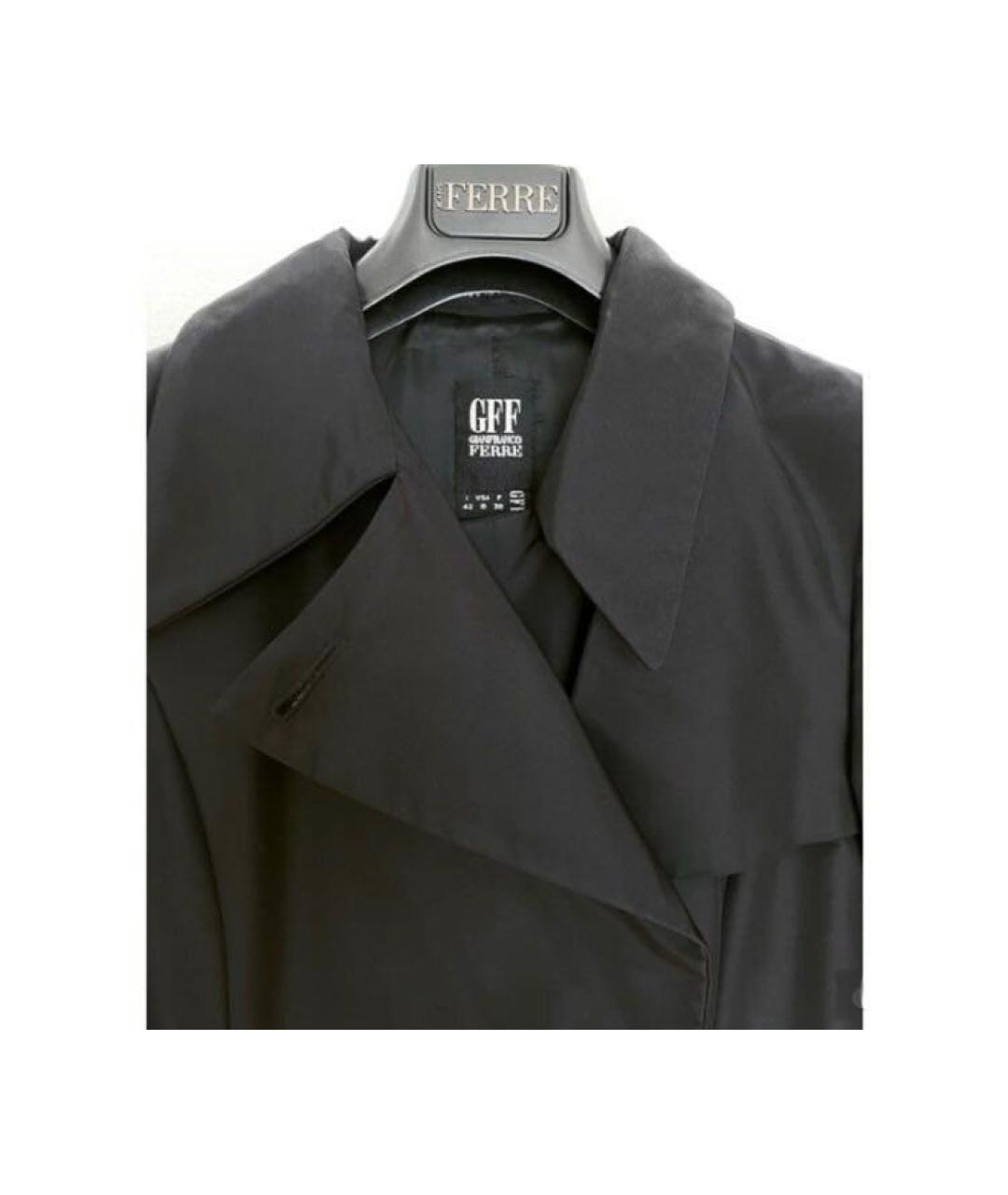 GIANFRANCO FERRE Черное полиамидовое пальто, фото 5