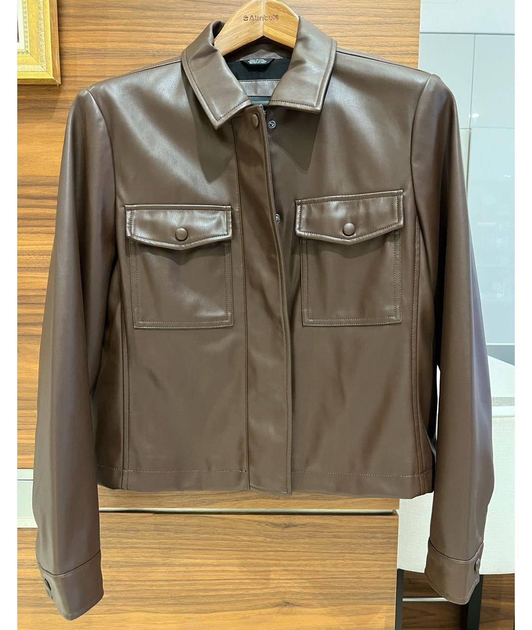 DKNY Коричневая полиуретановая куртка, фото 3