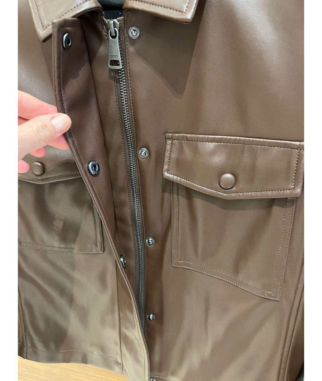 DKNY Коричневая полиуретановая куртка, фото 4