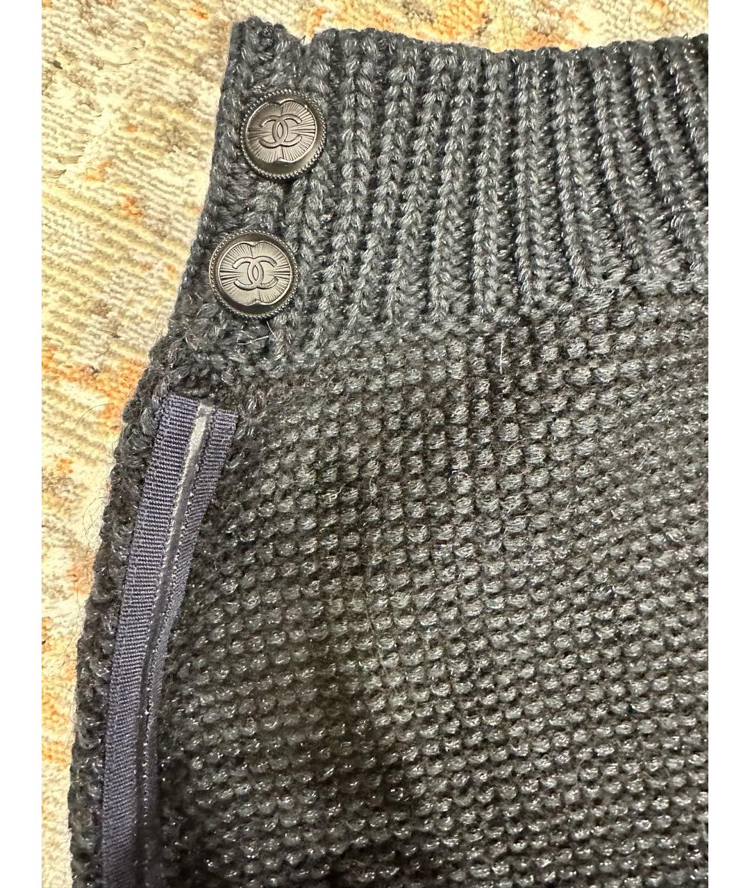 CHANEL PRE-OWNED Черная хлопковая юбка мини, фото 2