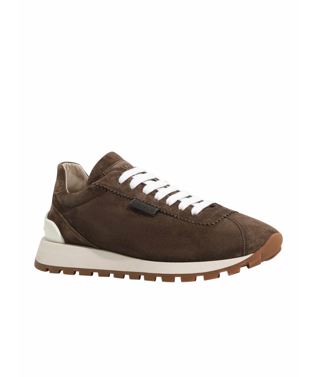 BRUNELLO CUCINELLI Коричневые замшевые кроссовки, фото 1