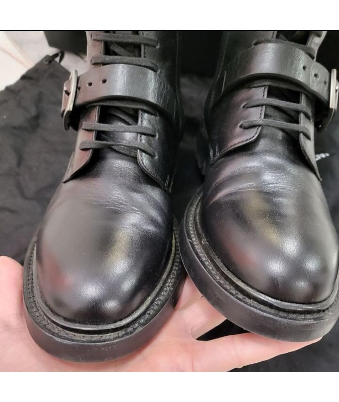 SAINT LAURENT Черные кожаные ботинки, фото 3