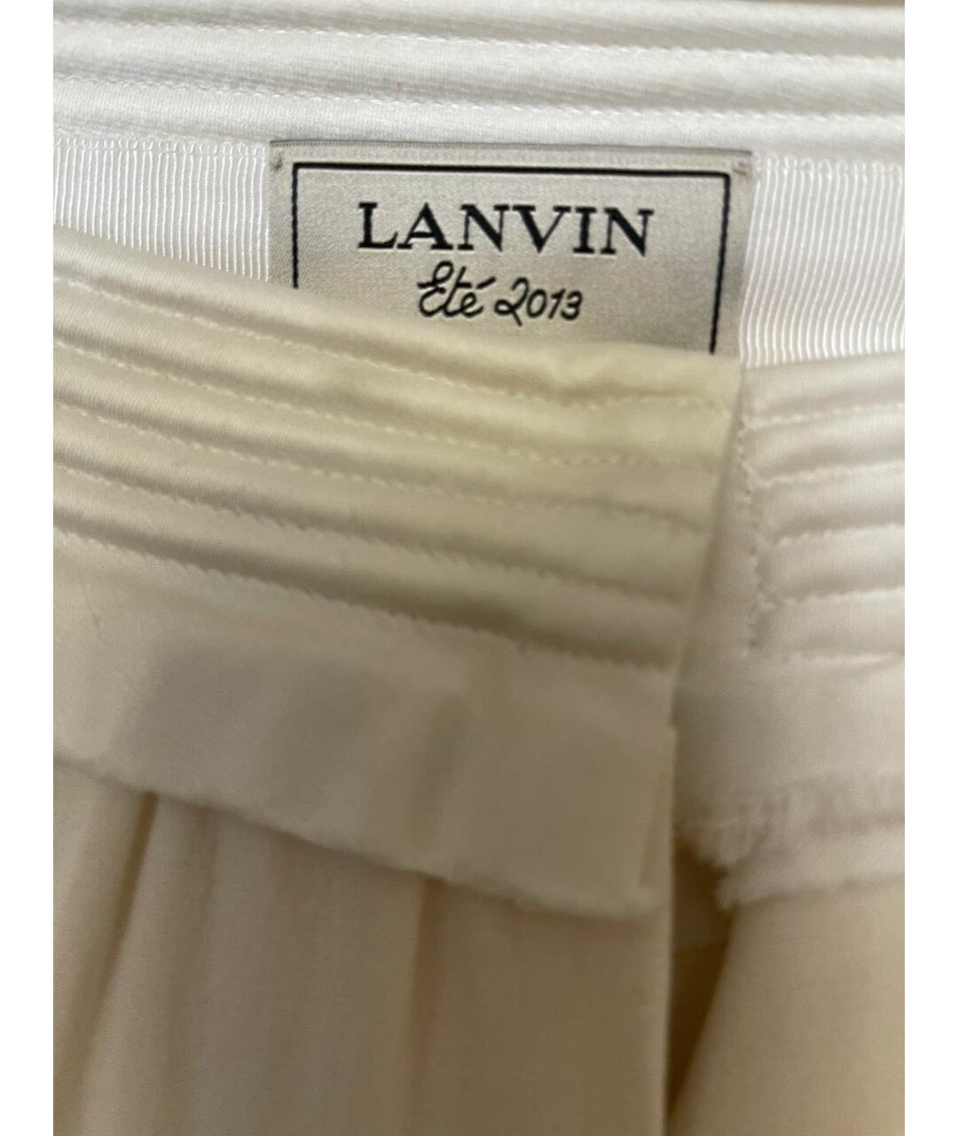 LANVIN Белая шелковая юбка миди, фото 3
