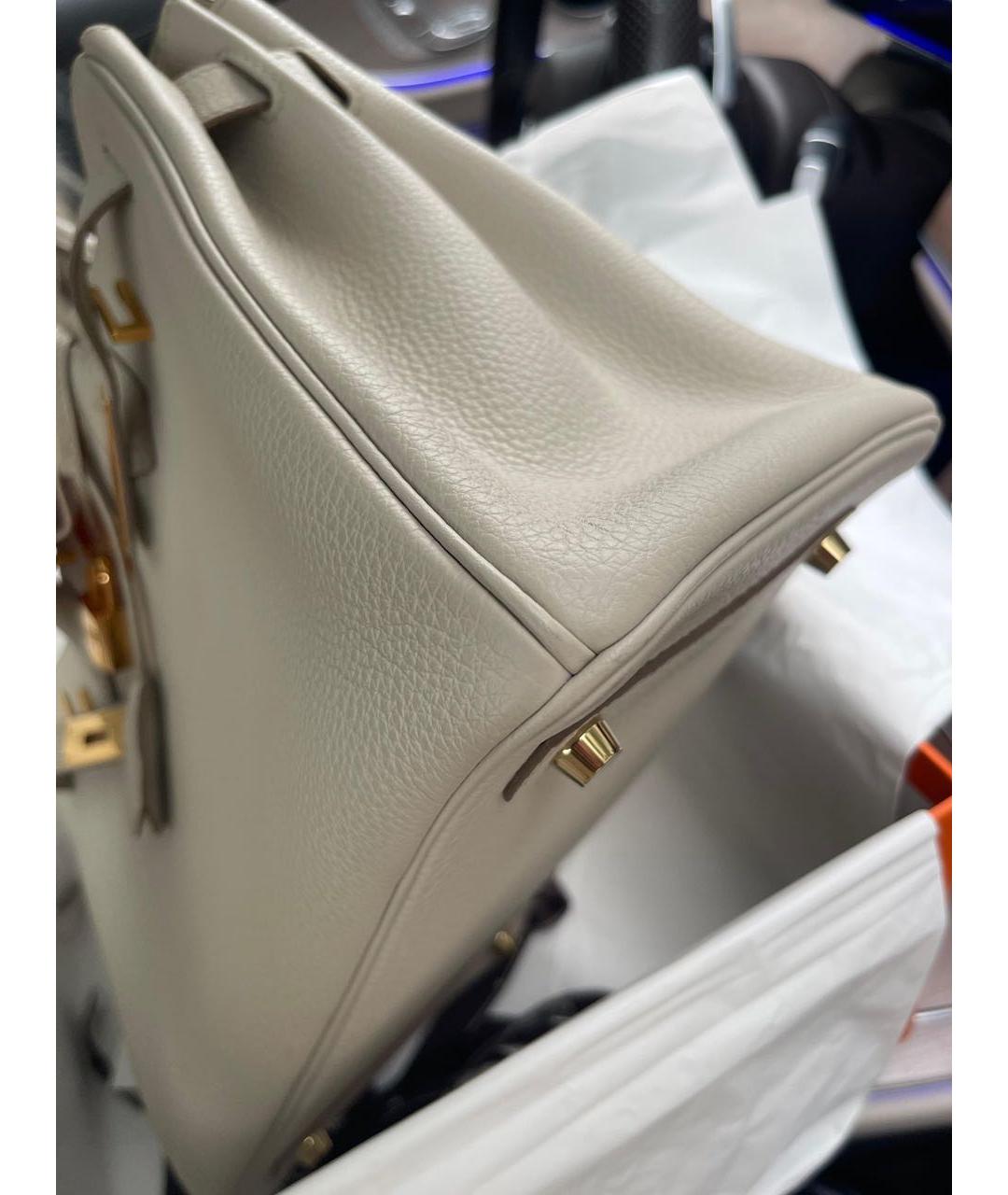 HERMES Бежевая кожаная сумка с короткими ручками, фото 2