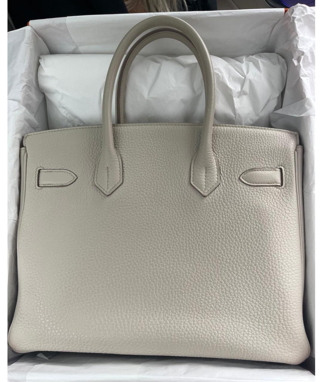 HERMES Бежевая кожаная сумка с короткими ручками, фото 5