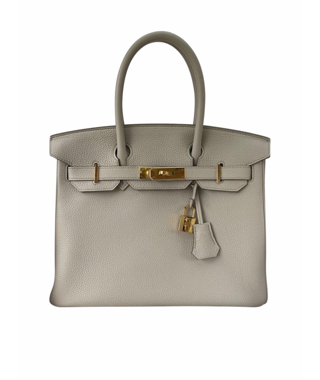HERMES Бежевая кожаная сумка с короткими ручками, фото 1