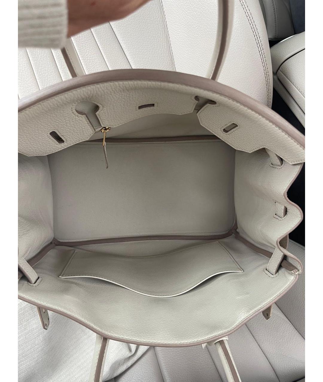 HERMES Бежевая кожаная сумка с короткими ручками, фото 4