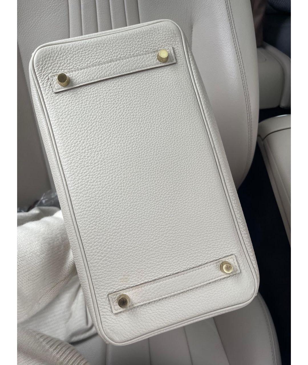 HERMES Бежевая кожаная сумка с короткими ручками, фото 6