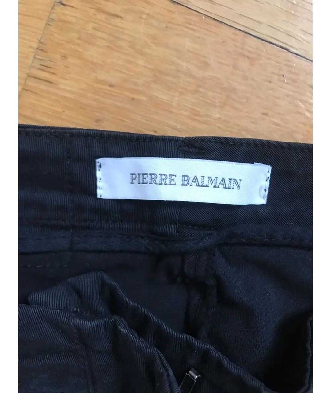 PIERRE BALMAIN Черные хлопко-эластановые брюки узкие, фото 3