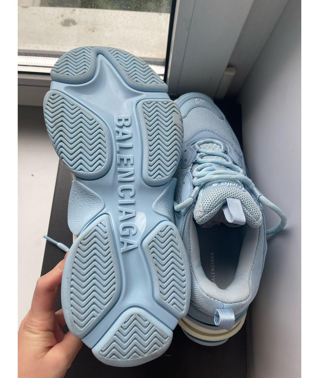 BALENCIAGA Голубые кроссовки из искусственной кожи, фото 6