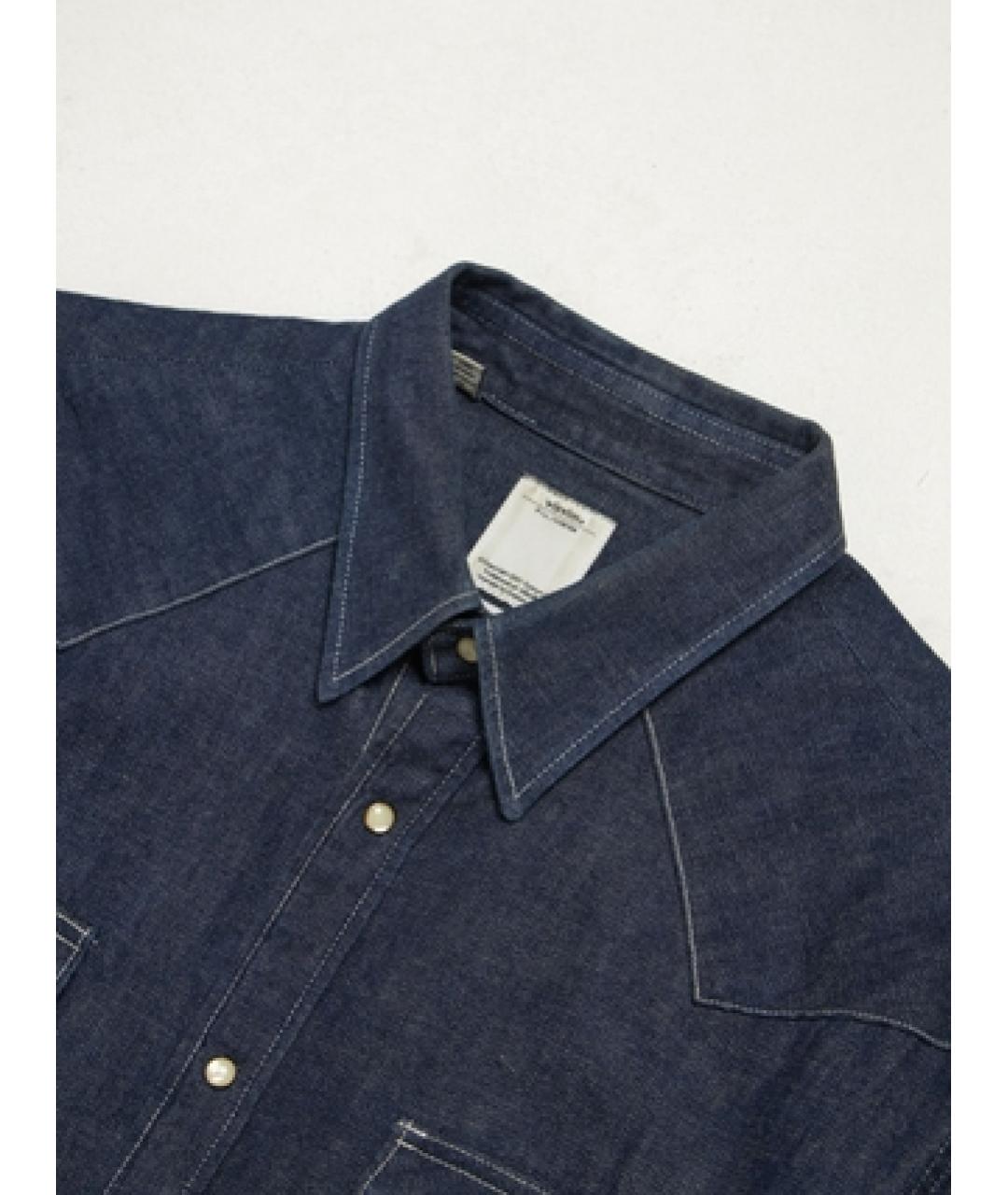 VISVIM Темно-синяя хлопковая кэжуал рубашка, фото 3