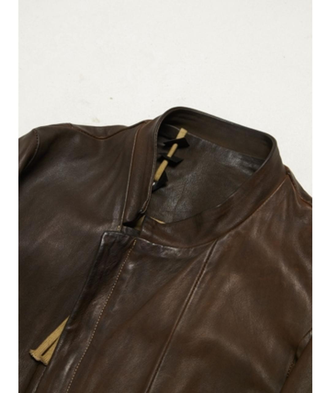 BORIS BIDJAN Коричневая кожаная куртка, фото 3