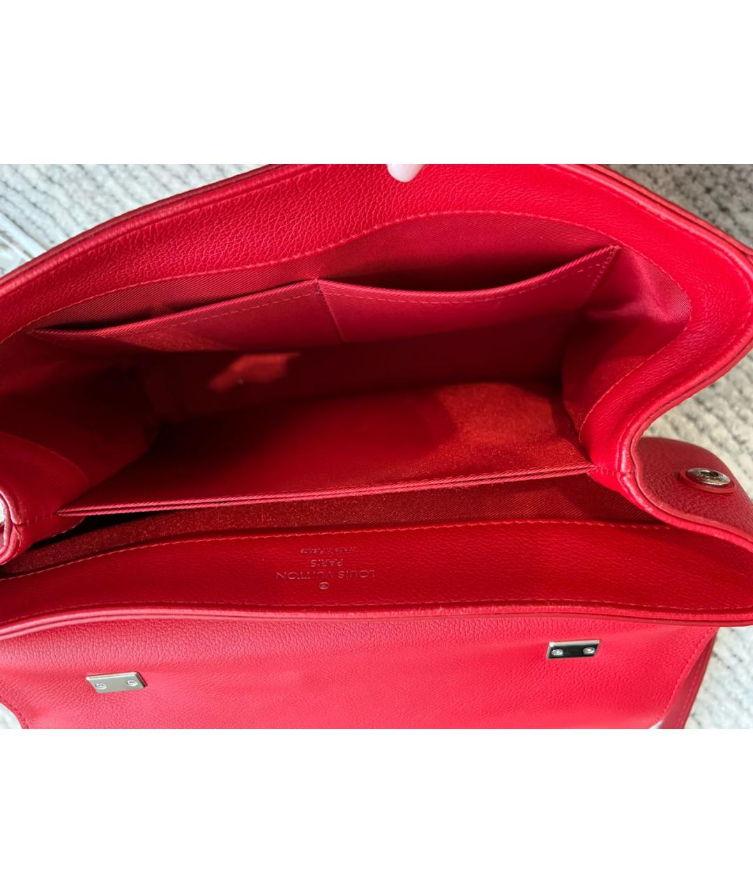 LOUIS VUITTON Красная кожаная сумка с короткими ручками, фото 4