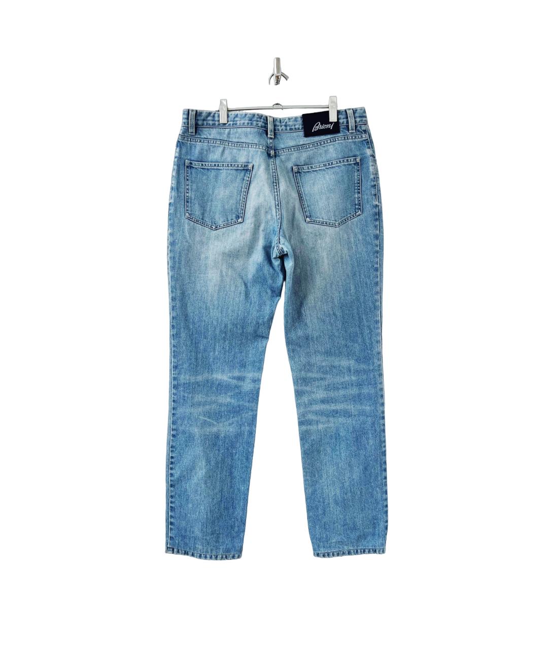 BRIONI Голубые хлопковые прямые джинсы, фото 2