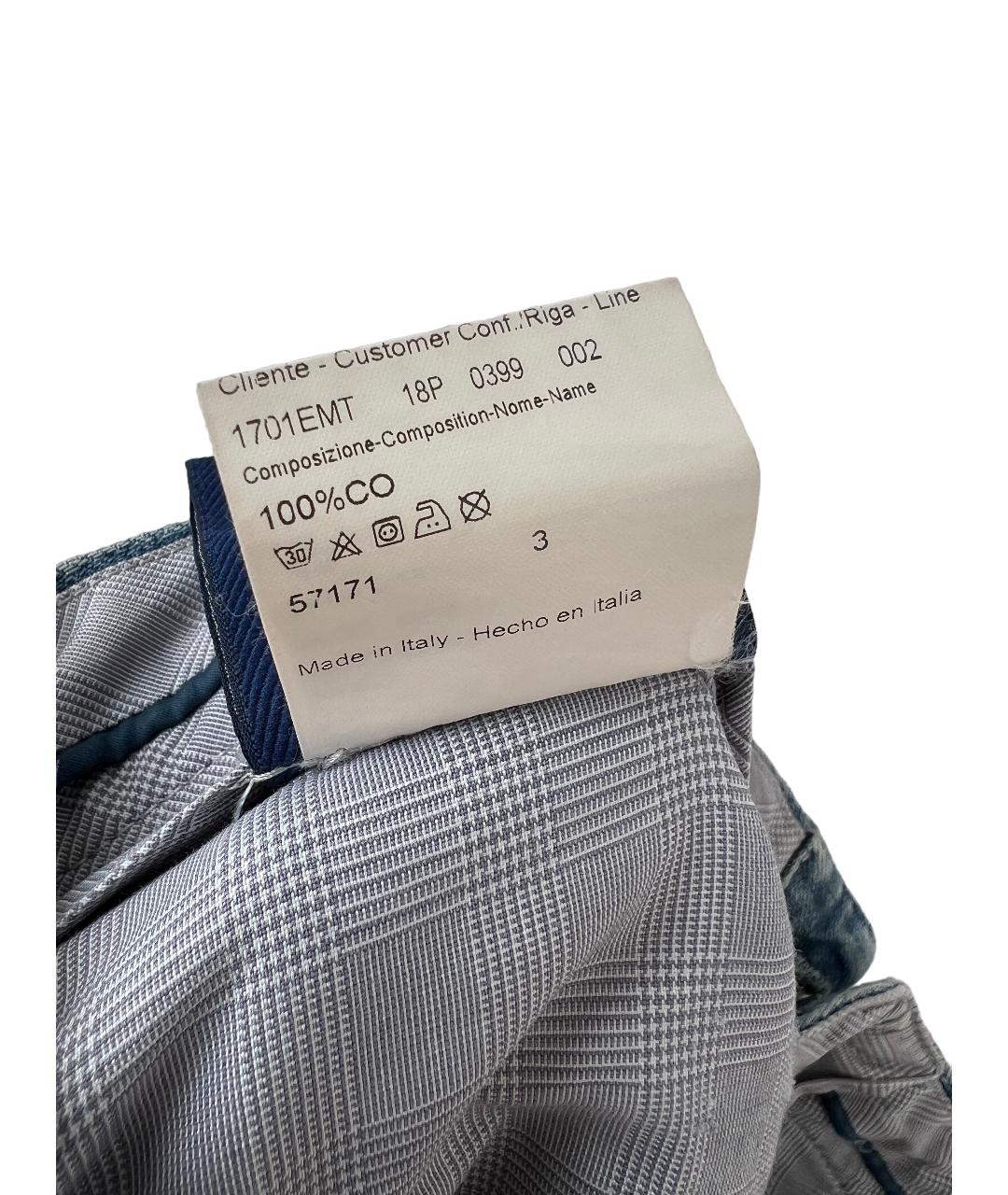 BRIONI Голубые хлопковые прямые джинсы, фото 3
