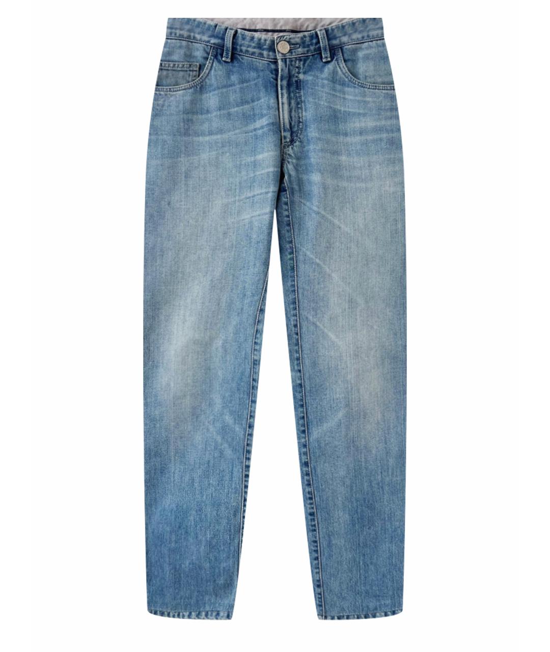 BRIONI Голубые хлопковые прямые джинсы, фото 1