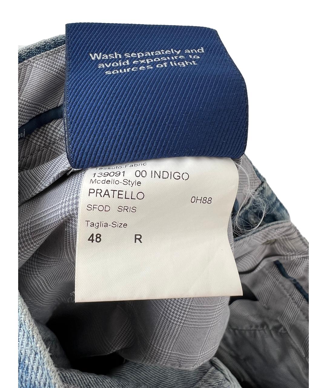 BRIONI Голубые хлопковые прямые джинсы, фото 4