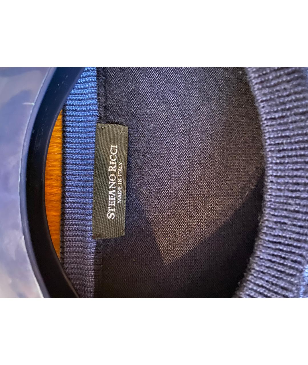 STEFANO RICCI Темно-синий кашемировый джемпер / свитер, фото 3