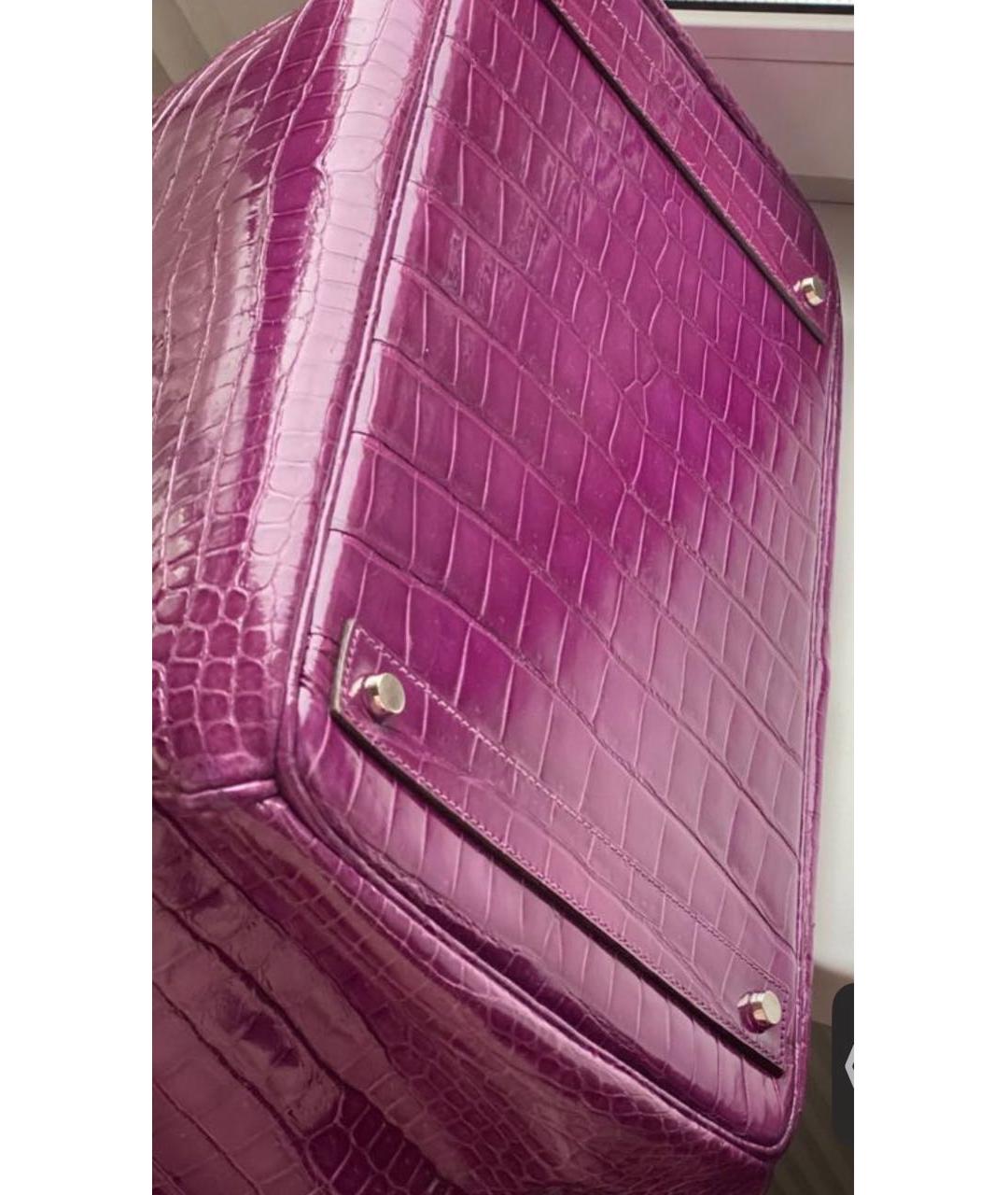 HERMES Фиолетовая сумка с короткими ручками из экзотической кожи, фото 5