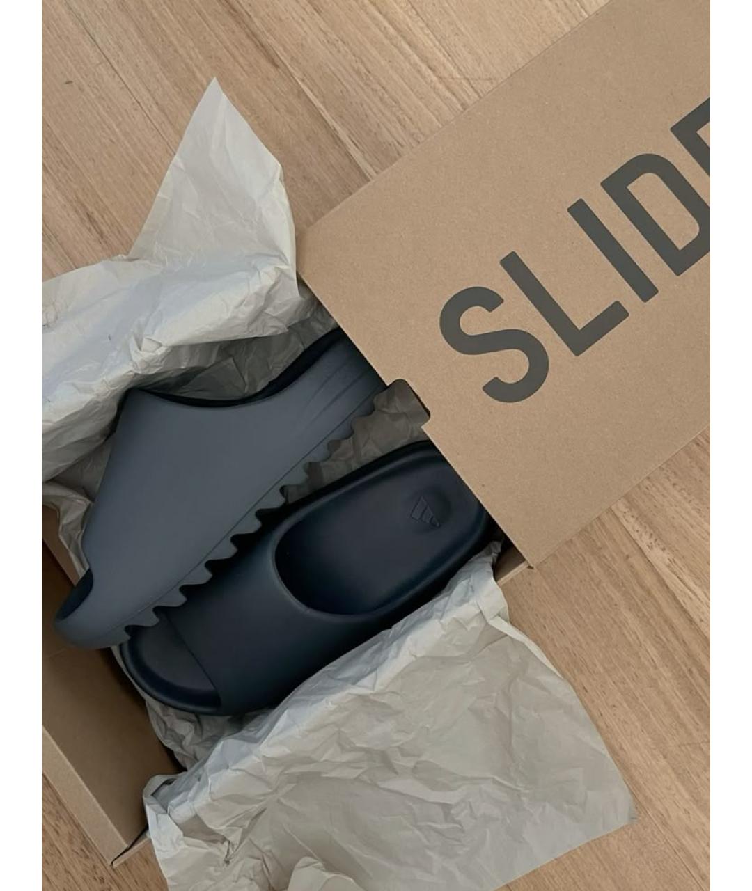 ADIDAS YEEZY Черные резиновые шлепанцы, фото 5