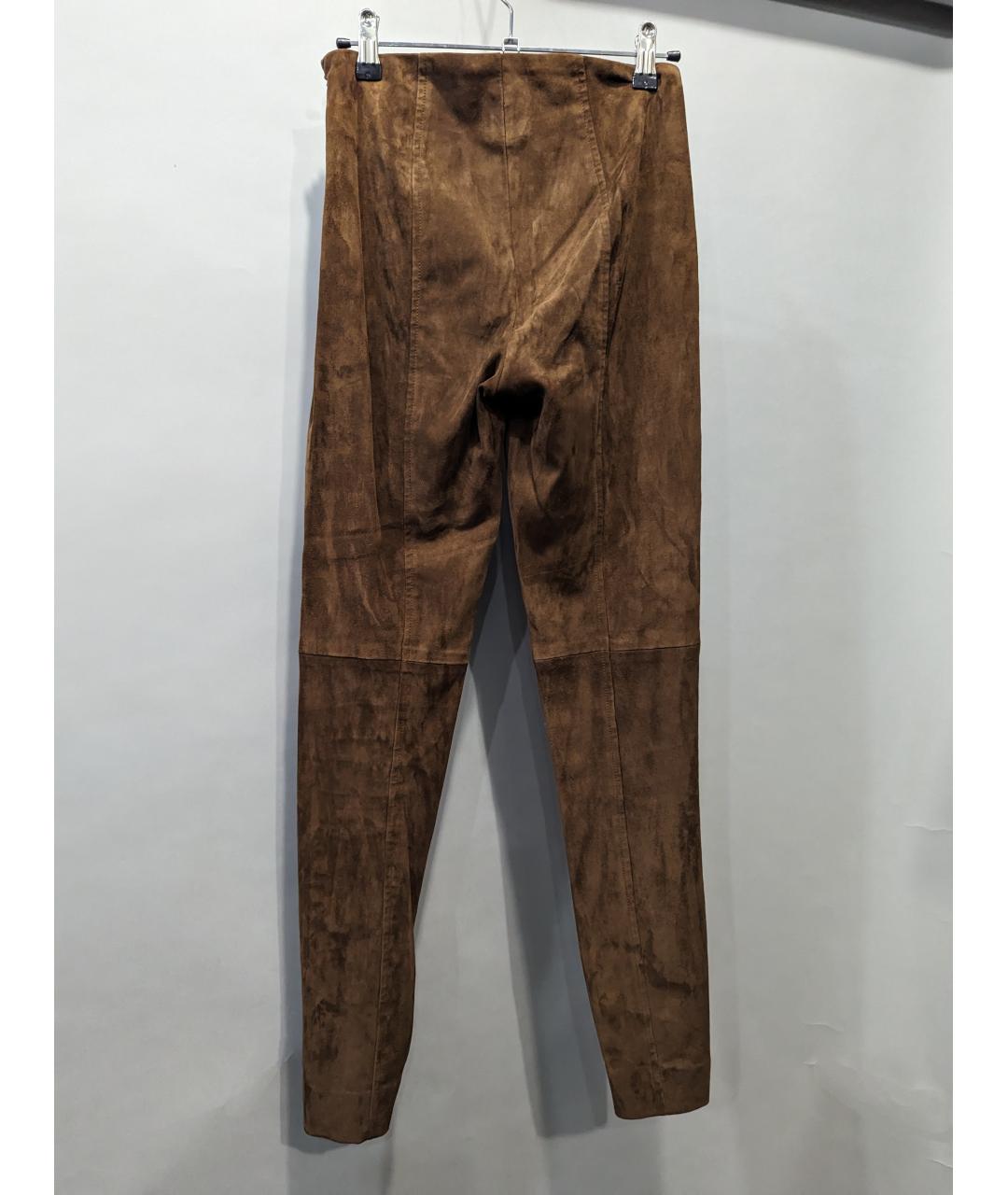 RALPH LAUREN Коричневые замшевые брюки узкие, фото 2
