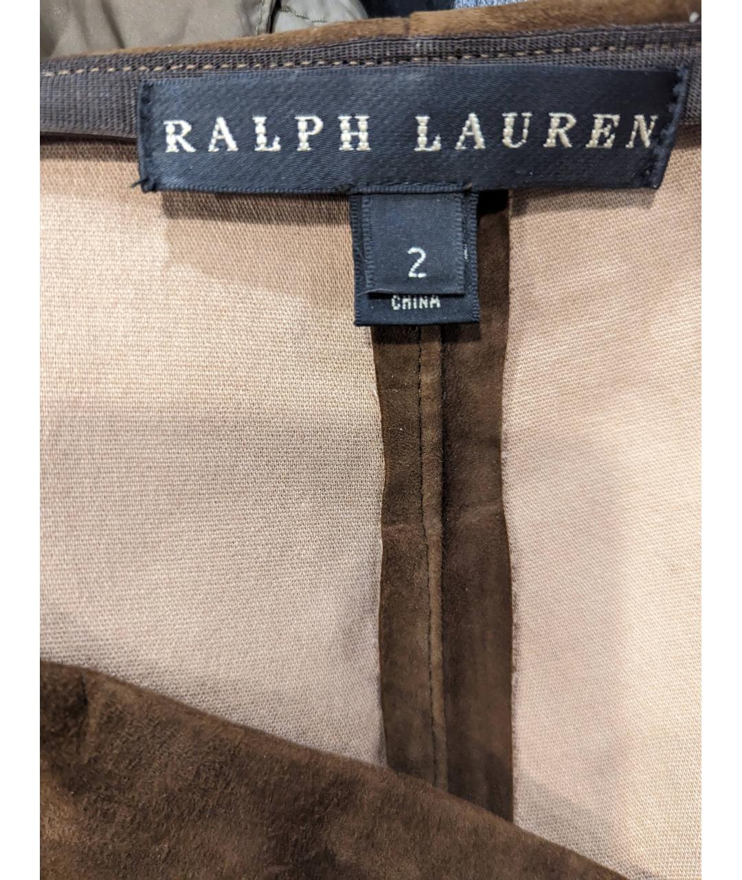 RALPH LAUREN Коричневые замшевые брюки узкие, фото 3