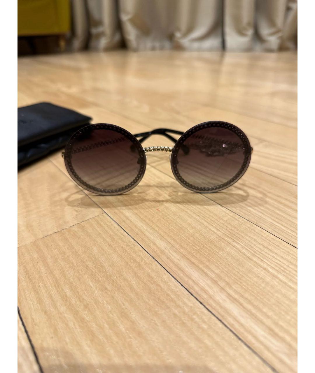 CHANEL PRE-OWNED Черные металлические солнцезащитные очки, фото 7
