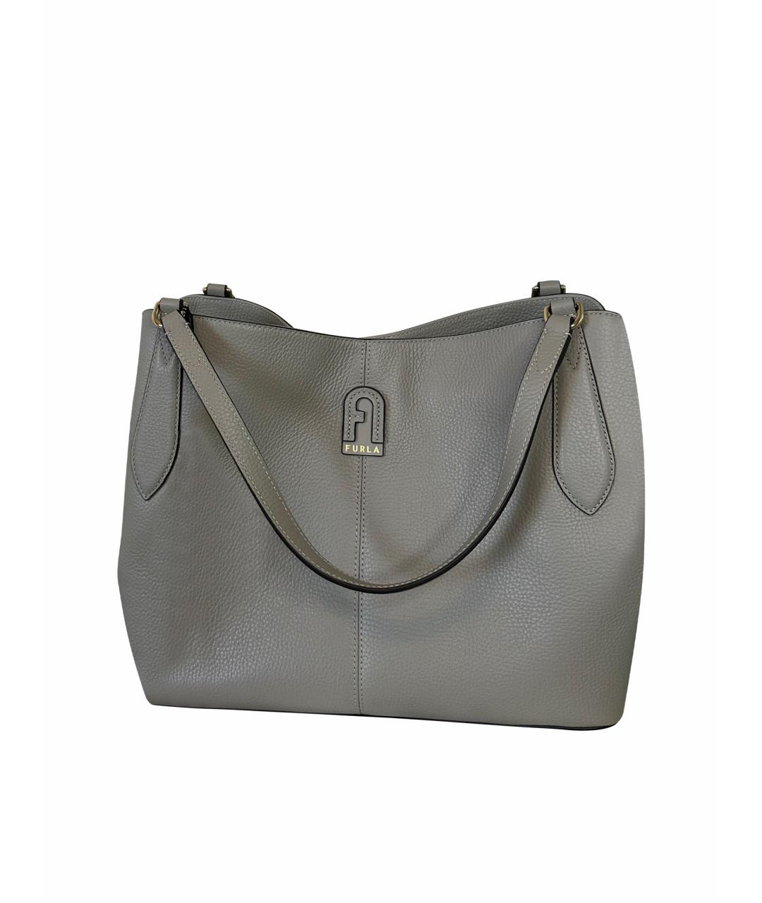 FURLA Серая кожаная сумка тоут, фото 1