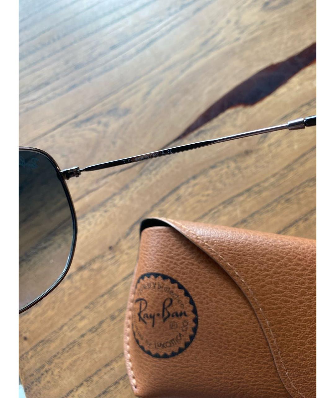RAY BAN Серые металлические солнцезащитные очки, фото 6
