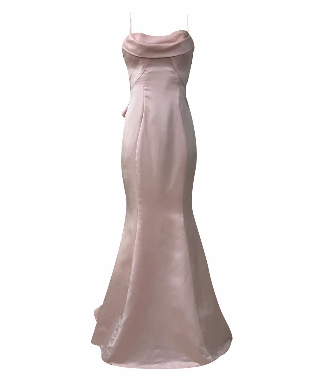ZAC POSEN Розовое атласное вечернее платье, фото 1