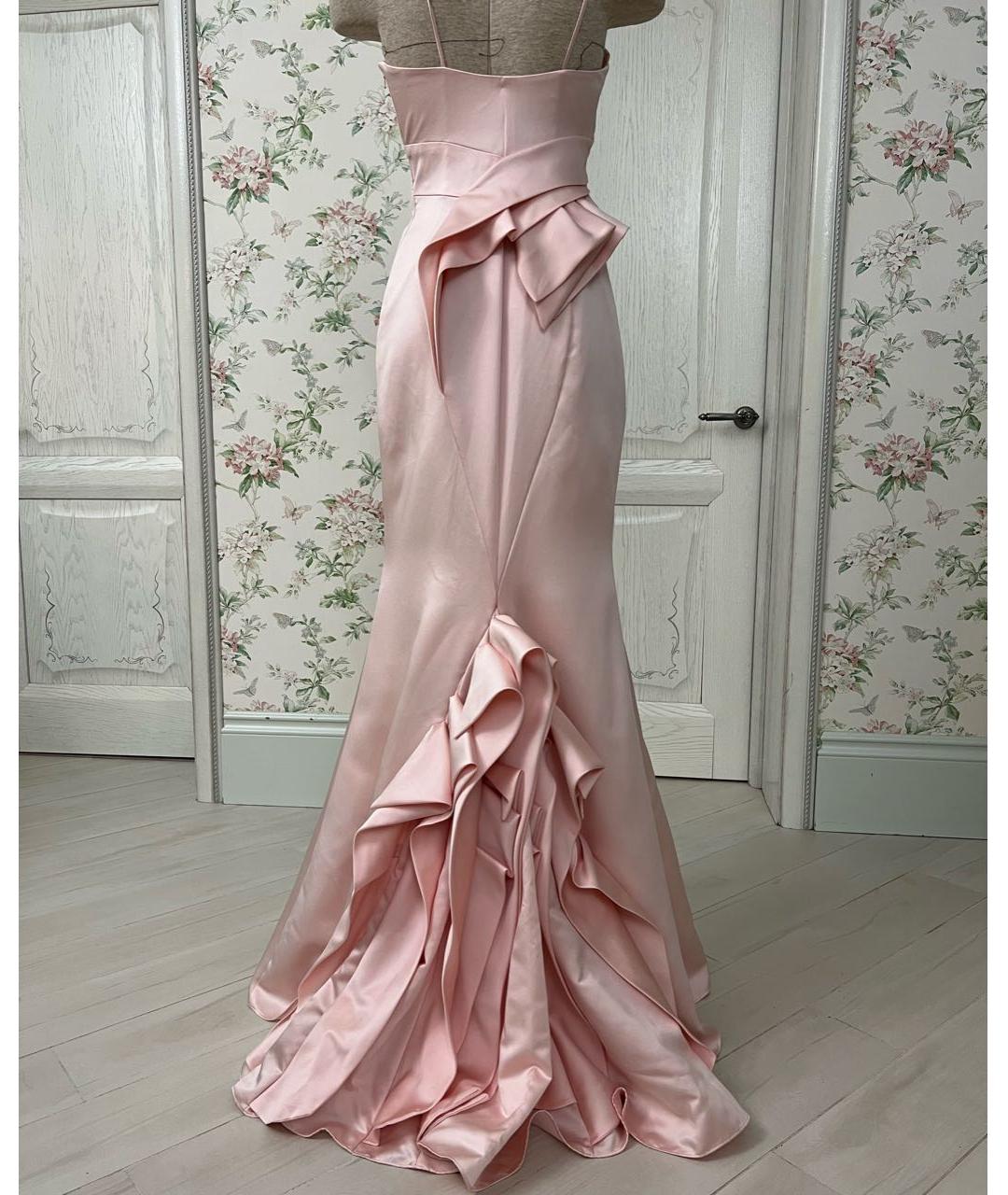 ZAC POSEN Розовое атласное вечернее платье, фото 2