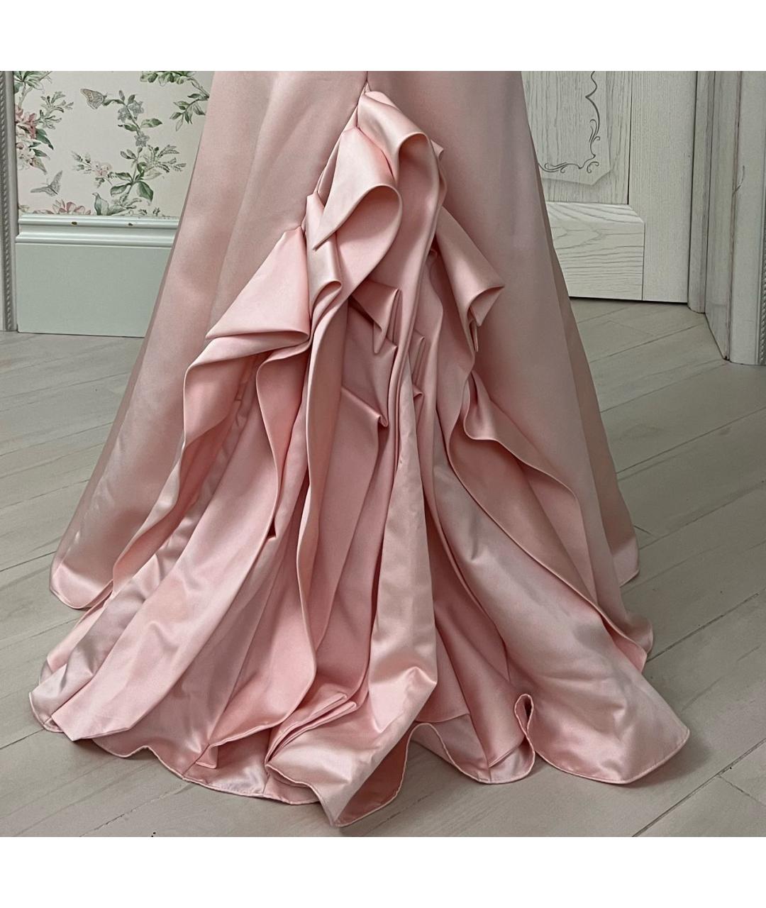 ZAC POSEN Розовое атласное вечернее платье, фото 7