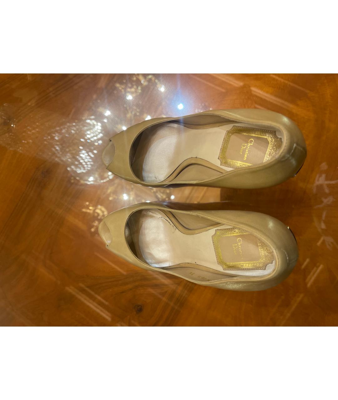 CHRISTIAN DIOR PRE-OWNED Бежевые кожаные туфли, фото 3