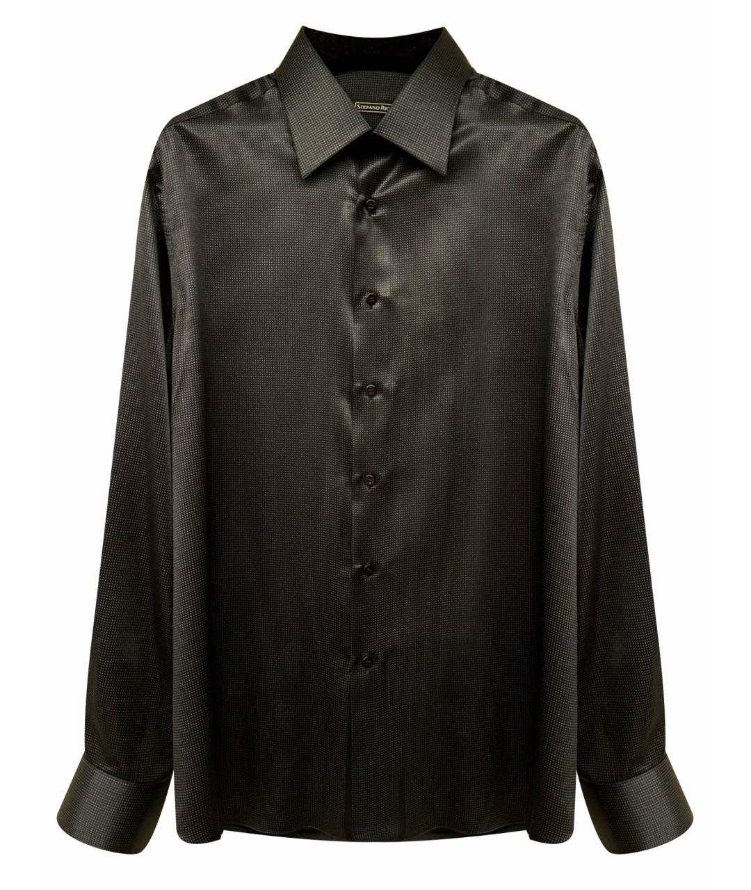 STEFANO RICCI Темно-синяя шелковая классическая рубашка, фото 1