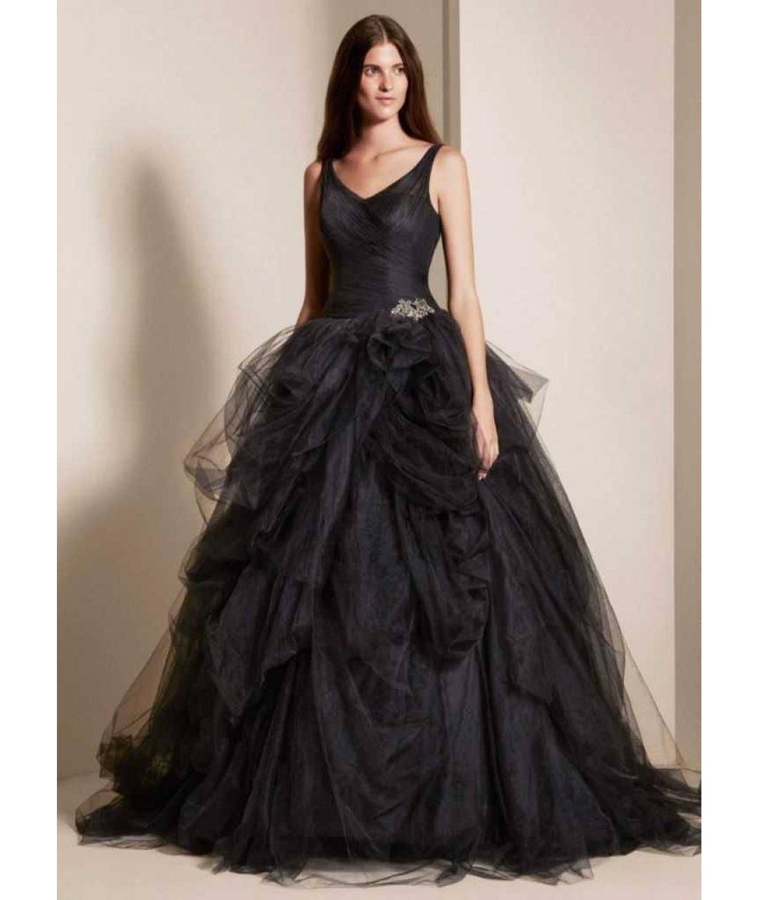 VERA WANG Черное сетчатое вечернее платье, фото 3